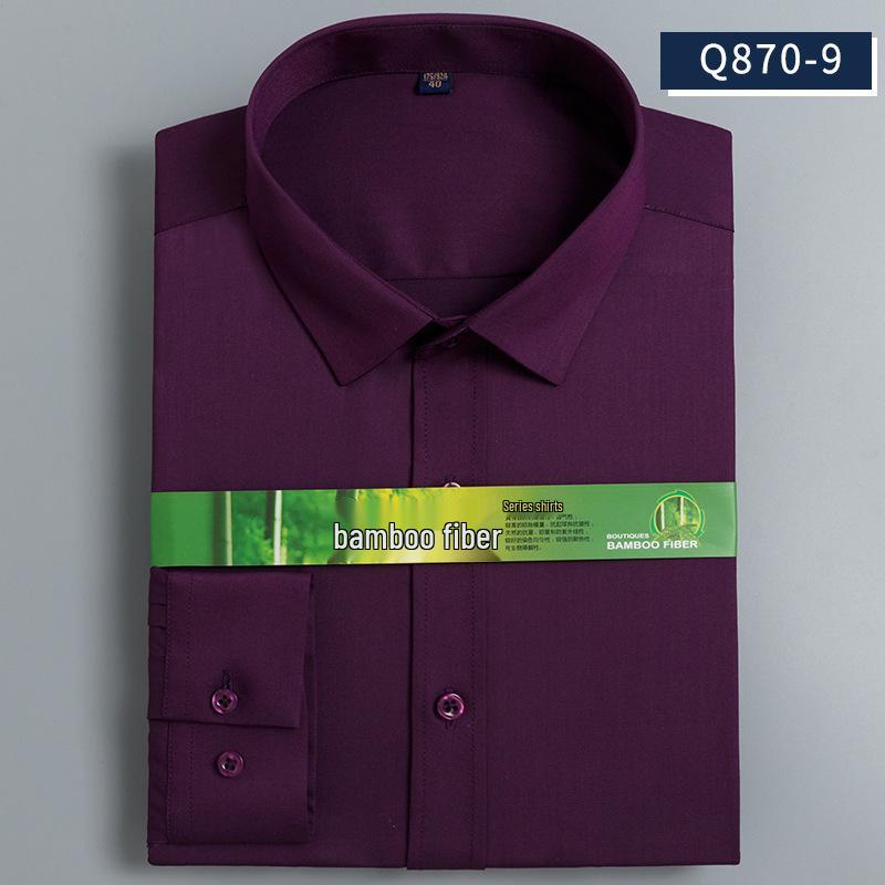 Men's 2026 Bamboo Fiber Slim Fit Long Sleeve Dress Shirt - Comfortable, Iron-Free Business Workwear