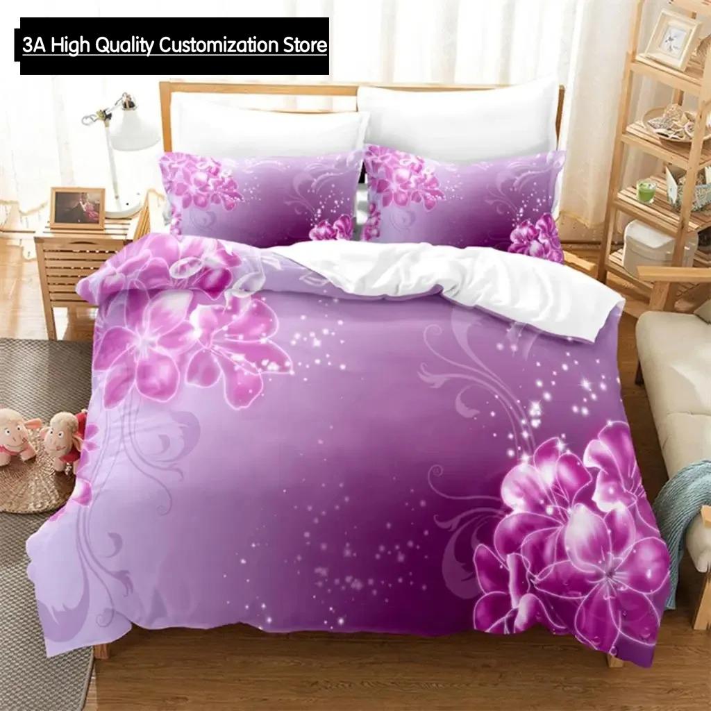 

Comforter Pink Roses Bedding Set 3D Bedding Digital Printing Queen Size Bedding Set Fashion Design Comforter (quilt)-EU Single(135*200cm)3pcs