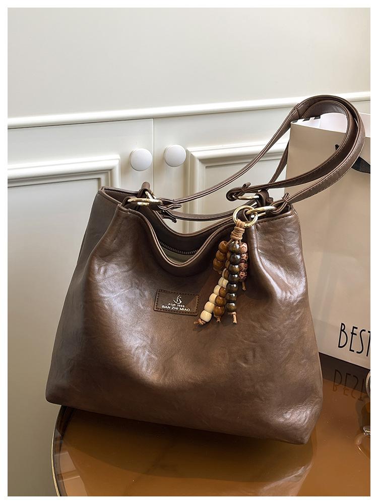 Fashion big bag women's 2025 new casual retro commuter tote bag large capacity versatile shoulder bag tide