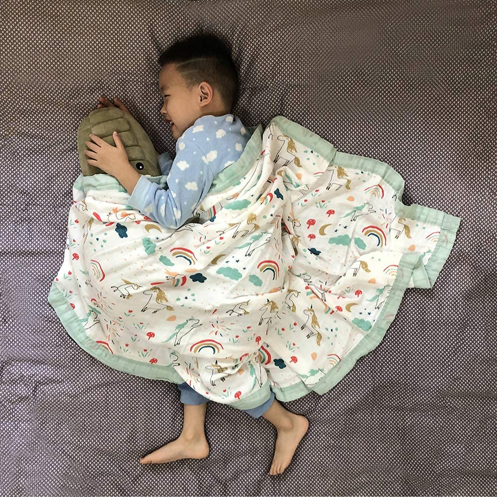 Bamboo Cotton Baby Bamboo Soft Gauze Baby Nursery Quilt for Boys and Practical Size 4-Layer Swaddle, 70% Cotton, 30% Skin-Friendly Blanket, Girls,