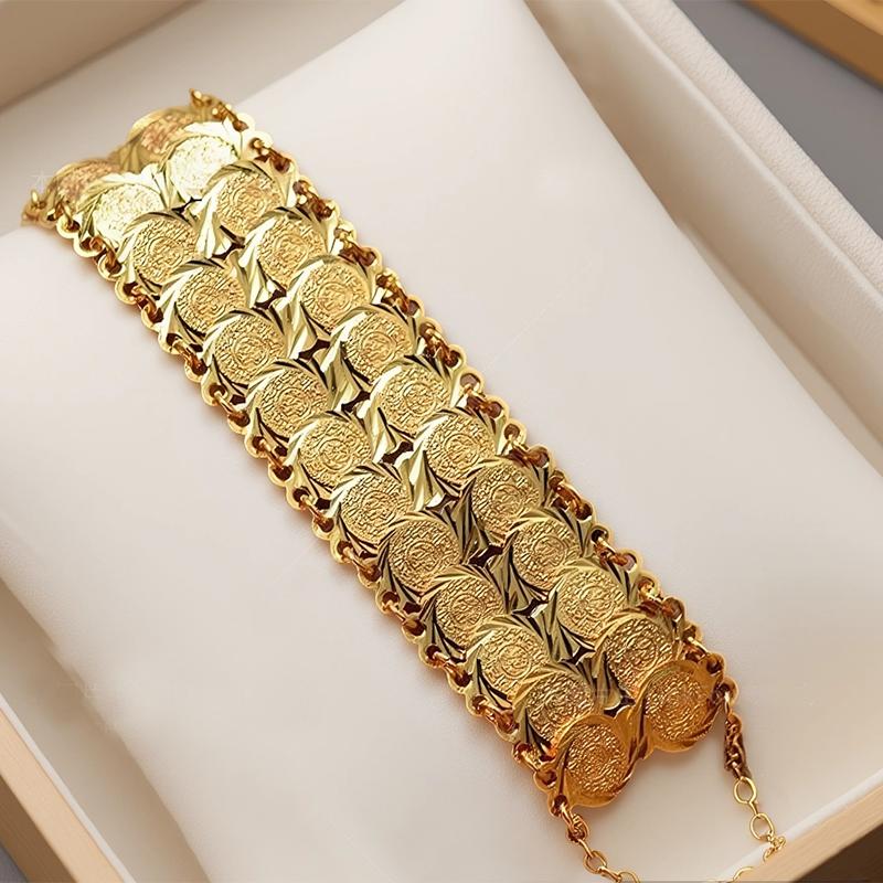 Gold Color Coins Bangles&Bracelets for Women Men Money Coin Bracelet Islamic Muslim Arab Middle Eastern Bridal Jewelry African Gifts