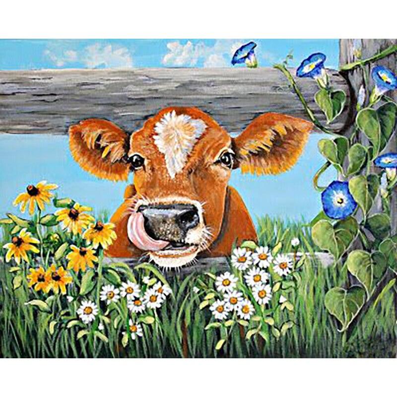 

Новый 5D DIY алмазная живопись крупный рогатый скот Алмазная вышивка животные вышивка крестиком полная круглая дрель ремесла домашний декор ручной подарок Full Round 20x30CM