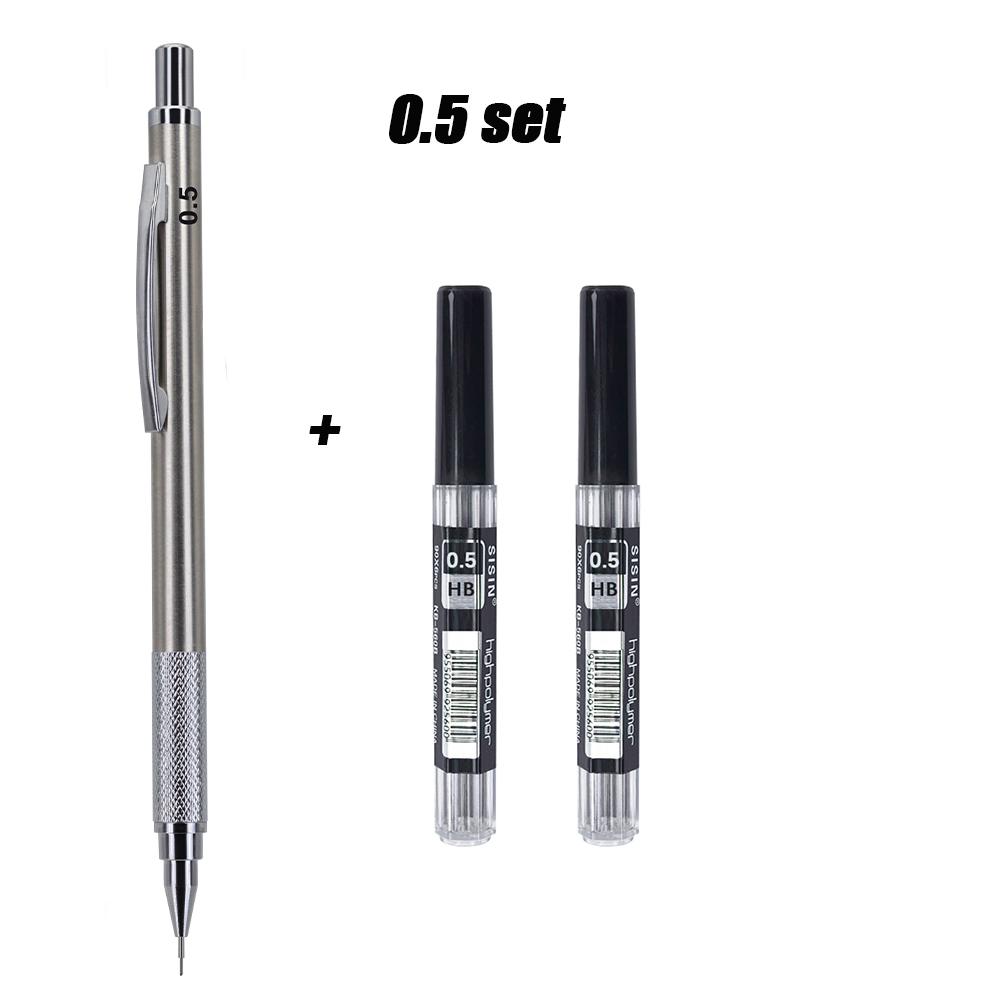 0.3/0.5/0.7/0.9/1.3/2.0mm Mechanical Pencil Set Art Drawing Painting Automatic Pencil with 2box Leads Office School Supply
