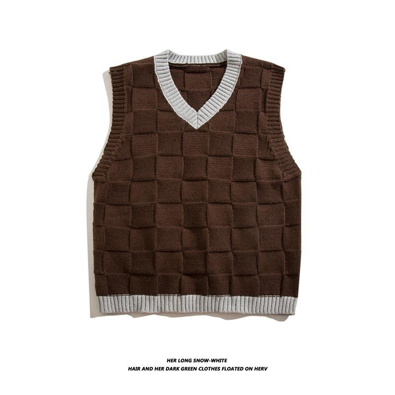 

Men s Japanese Style V-Neck Knit Vest - Casual Loose Sleeveless Sweater for Spring & Autumn 2XL