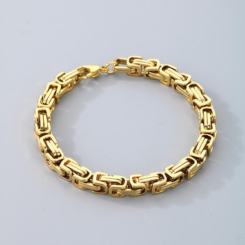 Factory  Men's Stainless Steel Byzantine Chain Bracelet King Chain Bracelet Hip Hop Chunky Chain Bracelet