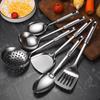 7-Piece Stainless Steel Kitchen Utensil Set: Spoon, Spatula, Slotted Spatula, Strainer, Ladle, Rice Spoon, Flour Sifter, and Meat Fork