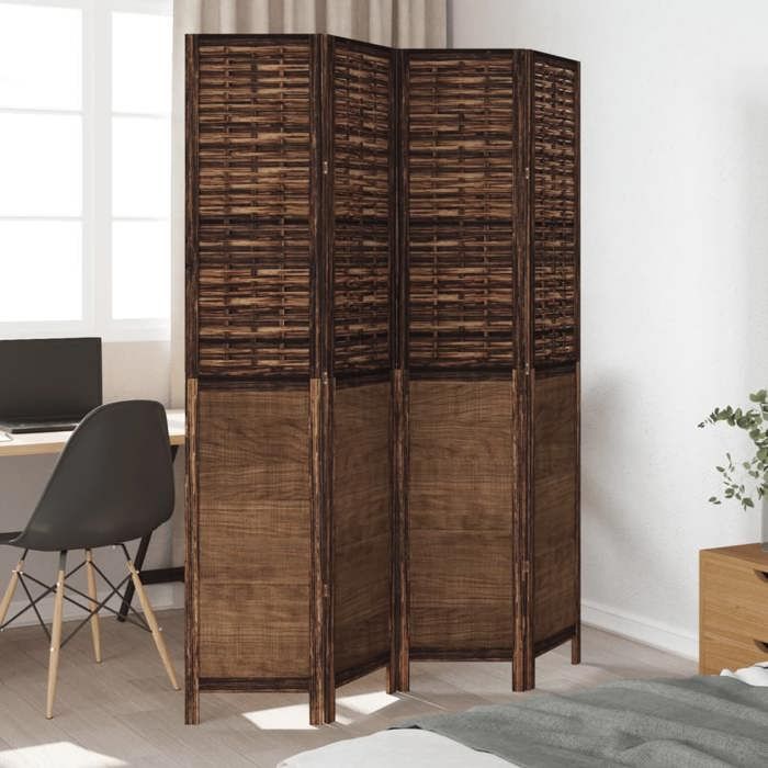 VidaXL Cloison de Séparation 4 Panneaux, Séparateur de Pièce, Écran d'Intimité, Paravent de Salon Chambre, Marron Foncé Bois 358707