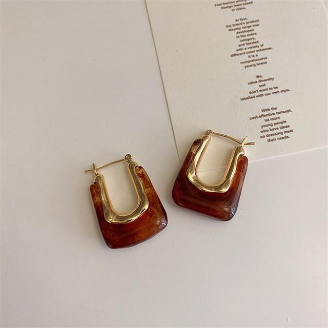 Colorful Clear Resin Acrylic Drop Earrings For Women Geometric Hollow Statement Drop Earrings Girls Fashion Jewelry Gift