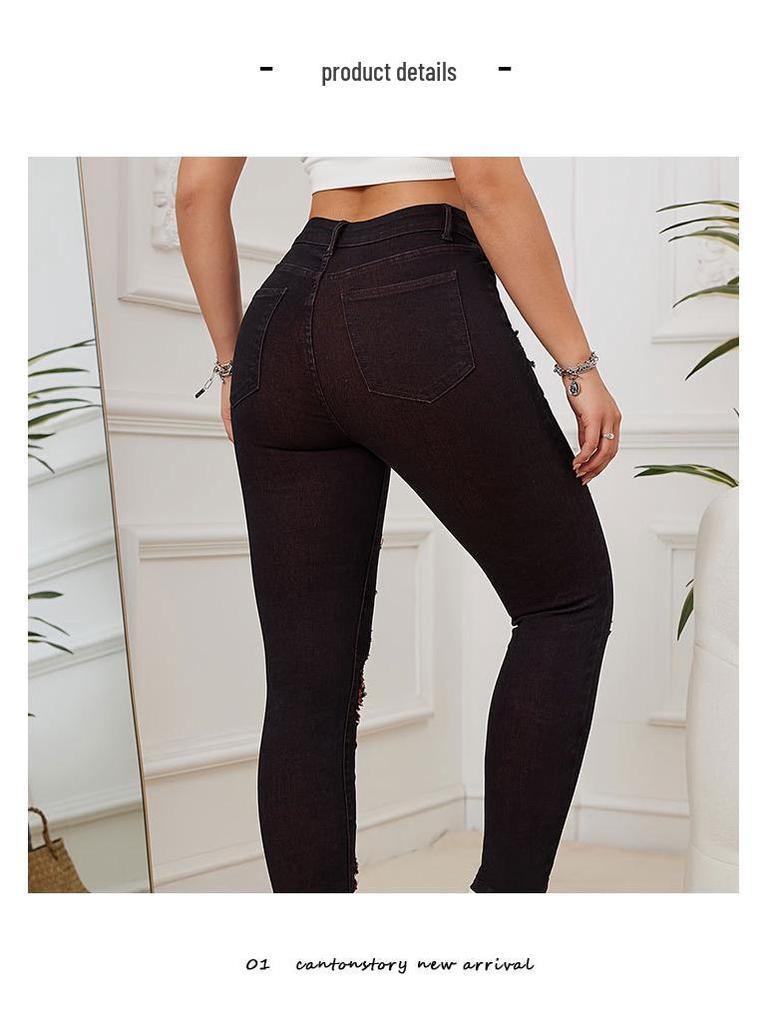 Colorful Slim Fit High-Waist Jeans for Women - Hip-Lifting Elastic Pencil Pants