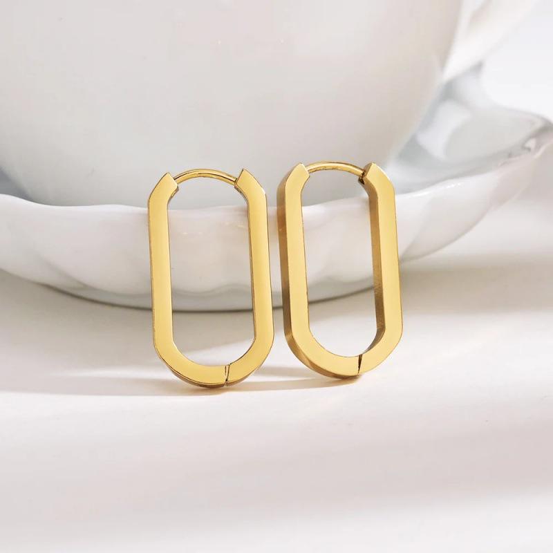 Goldene U-förmige Geometrische Titanstahl-Ohrringe im Koreanischen Stil - Einfaches, Modisches Design für Damen.