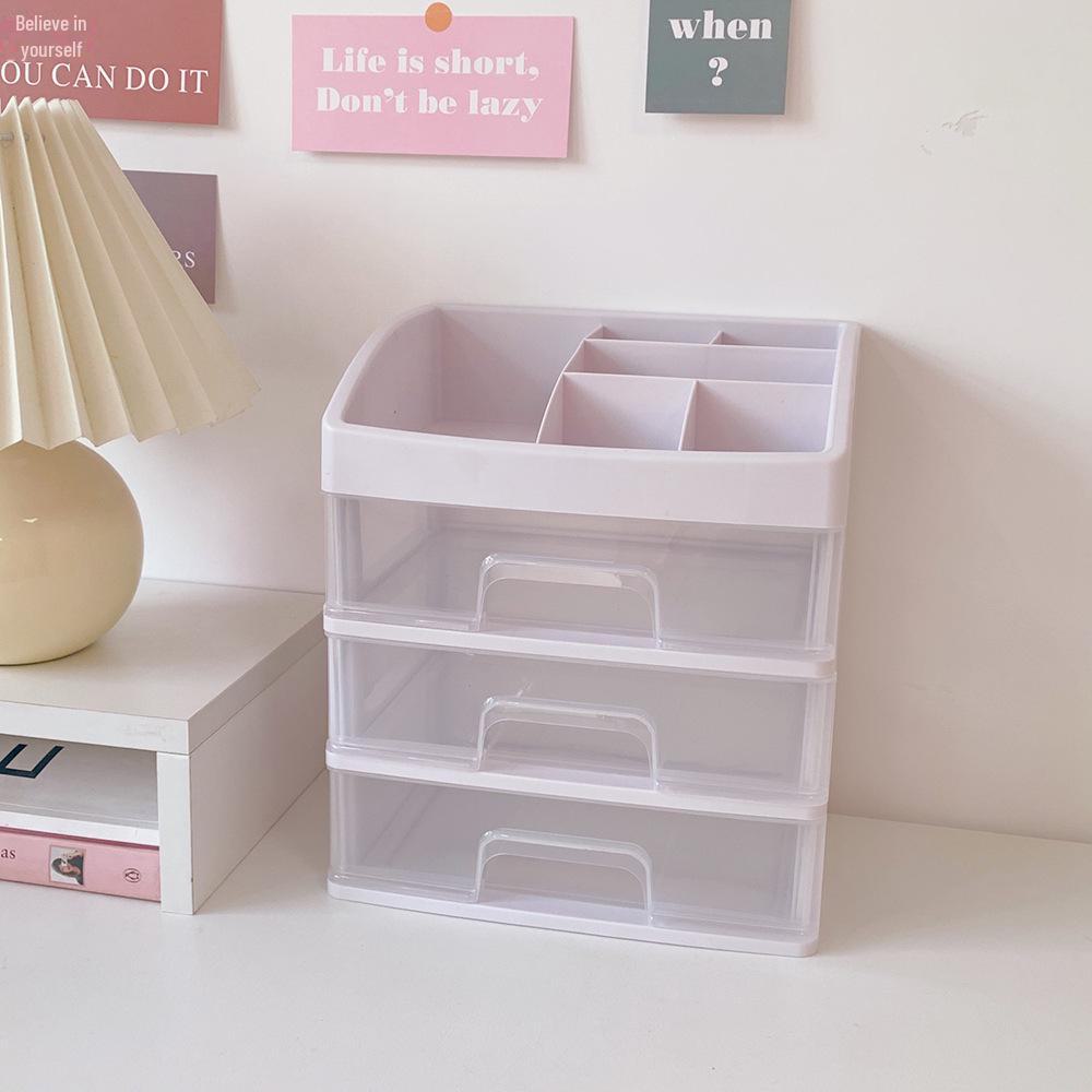Girly Heart Plastic Desktop Drawer: Dustproof Storage for Stationery & Cosmetics
