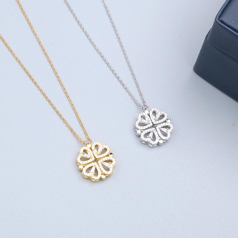Multi-layered Heart Lock Zircon Necklace - Trendy Collarbone Chain In Titanium Steel