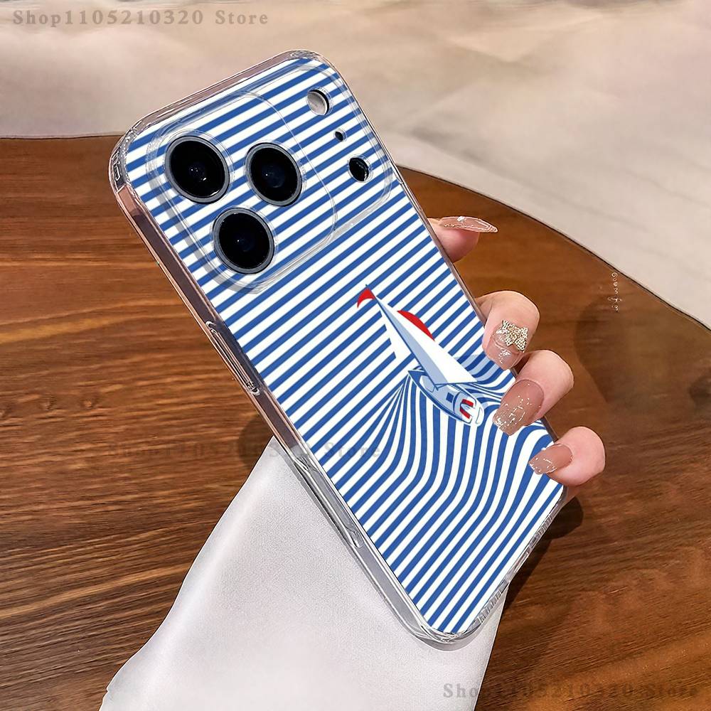 Sailing Boat Art Phone Case iPhone17 16 15 14 13 12 11 Pro Max Plus Mini Clear Full Back Cover Silicone Soft Shell