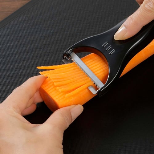 [.co.jp Exclusive] Shimomura Kogyo Antibacterial Japanese-Made Verdun Black Julienne & Peeler, Dishwasher Safe, VB-603, Made in Tsubame-Sanjo, Niigata