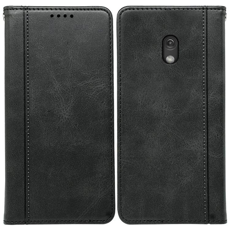 

For Nokia 3210 Case PU Leather Magnetic Absorption Phone Cover Card Holder - Black