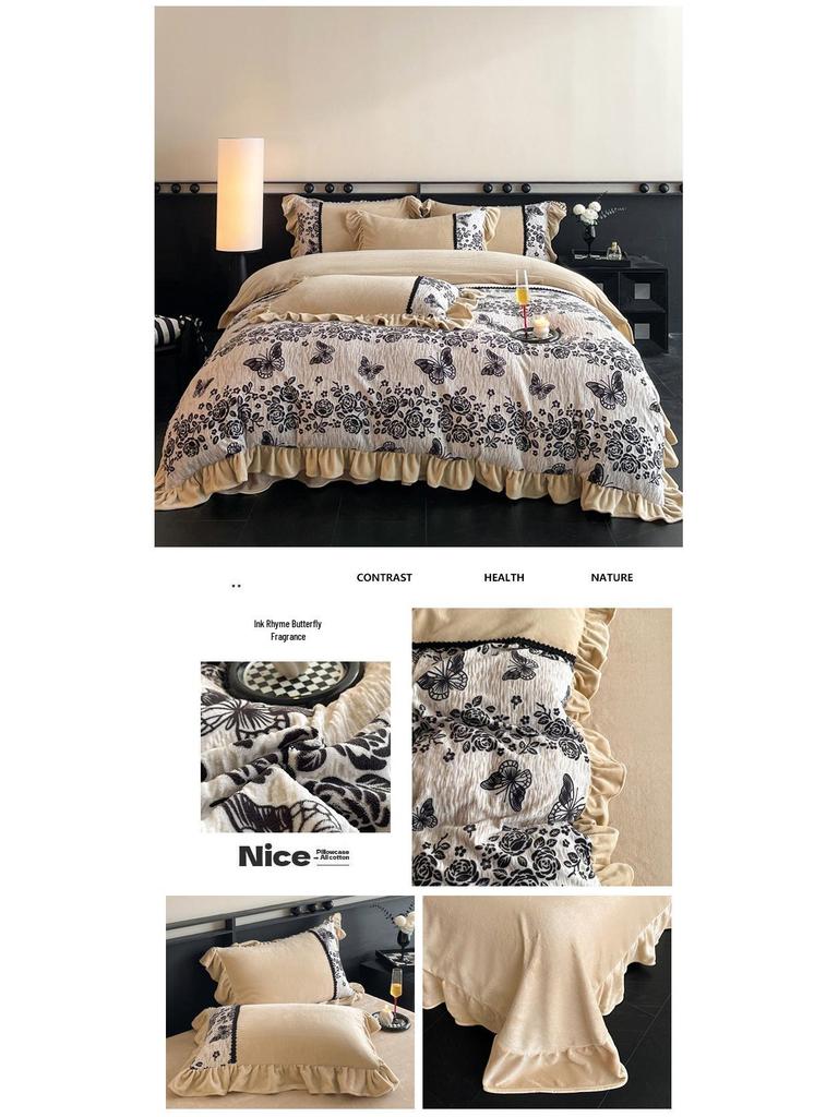 Ultra-Thick Warm Autumn/Winter Velvet Carved 4-Piece Bedding Set - Class A, Anti-Static, Ideal for Mother and Baby.