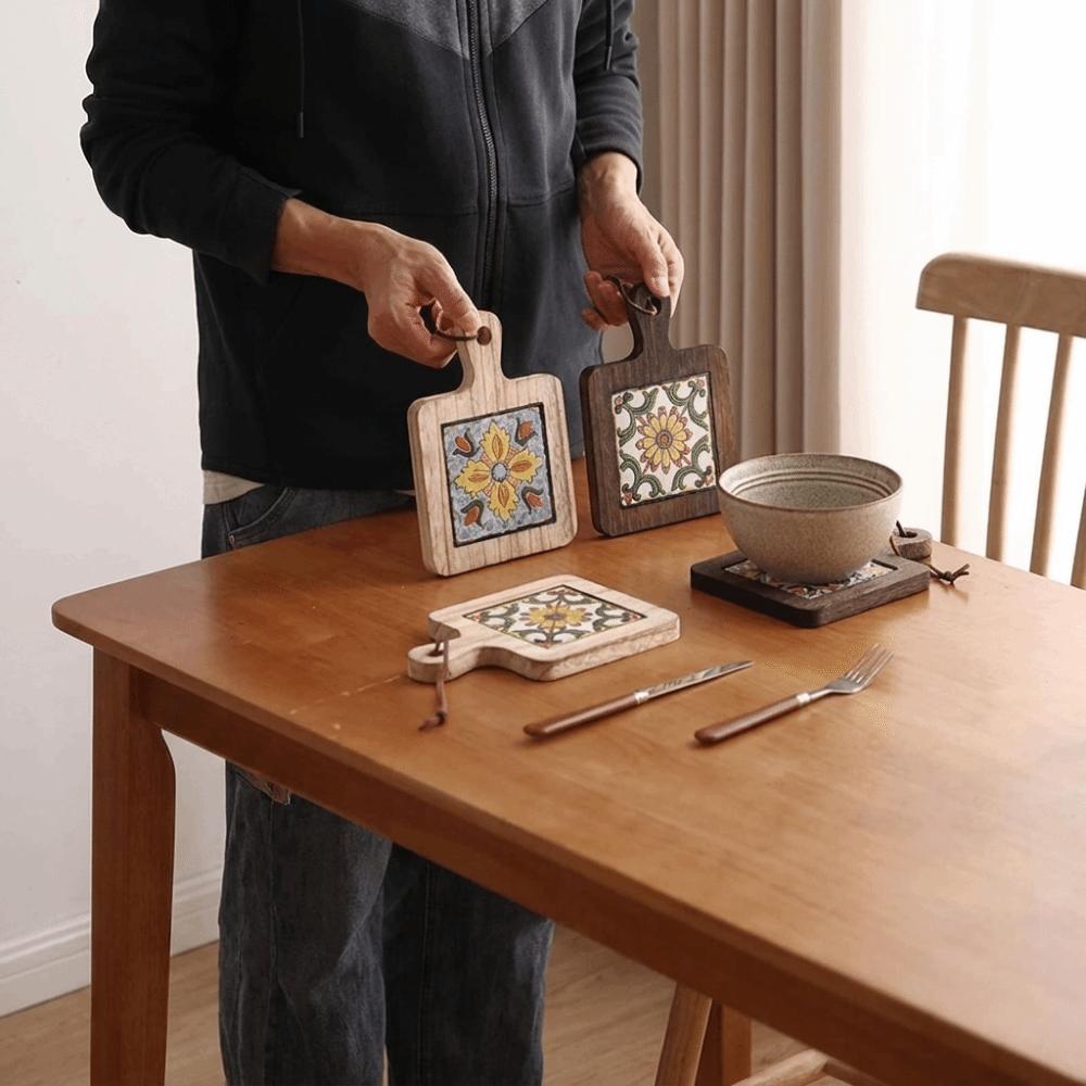Retro Insulation Mat Japanese Style Wooden Placemat Hot Tea Water Cups Table Mat Coffee Cup