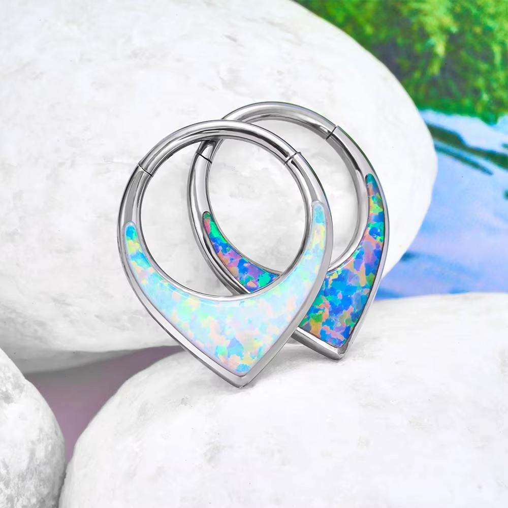 ASTM F136 Titanium Anodizing 16G Septum Hoop Ring Hinged Segment Nose Clicker Tragus Helix Daith Earring Piercing Zircon