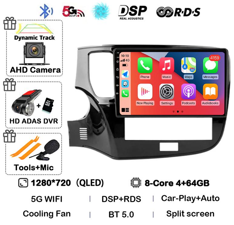 Android 14 Auto Carplay Car Radio For Mitsubishi Outlander 3 III GF0W GG0W 2018 2019 2020-2022 Multimedia Player Navigation GPS