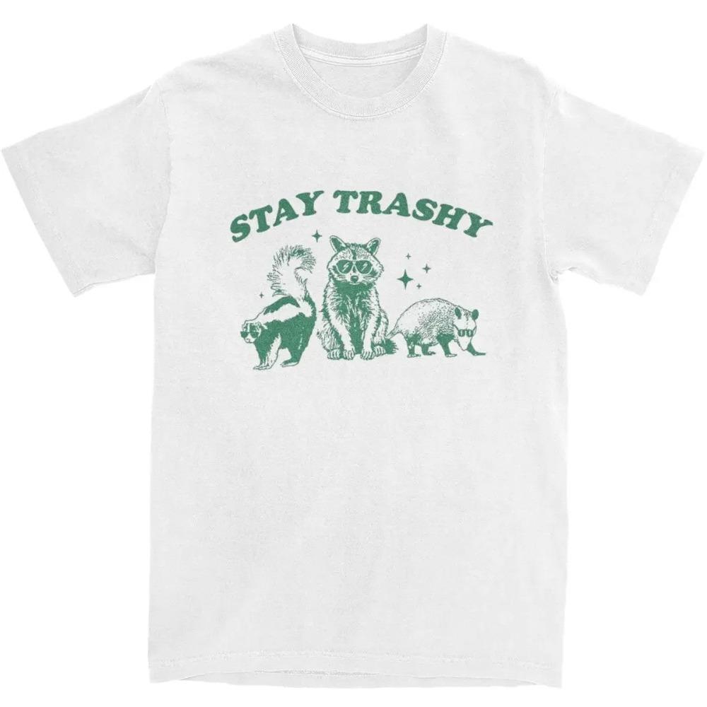 Retro Raccoon Opossum Skunk Meme Shirts Merch for  Stay Trashy Funny T-shirt Short Sleeve Clothing Birthday Gift