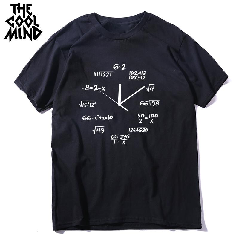 COOLMIND 100% Cotton Math Clock Print Funny Men T Shirt Casual Short Sleeve O-neck Men Tshirt Cool Summer T-shirt Mens Tee Shirt