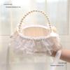 Silk Flower Girl Basket: Petite Wicker Lace Design for Weddings & Festivals
