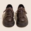 Womens Derby Shoes Autumn British Style Female Footwear Loafers With Fur Round Toe Clogs Platform Casual Sneaker Leather