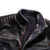 Men's Multi-Pocket Plush Thickened PU Leather Jacket Vintage Business Casual Jacket