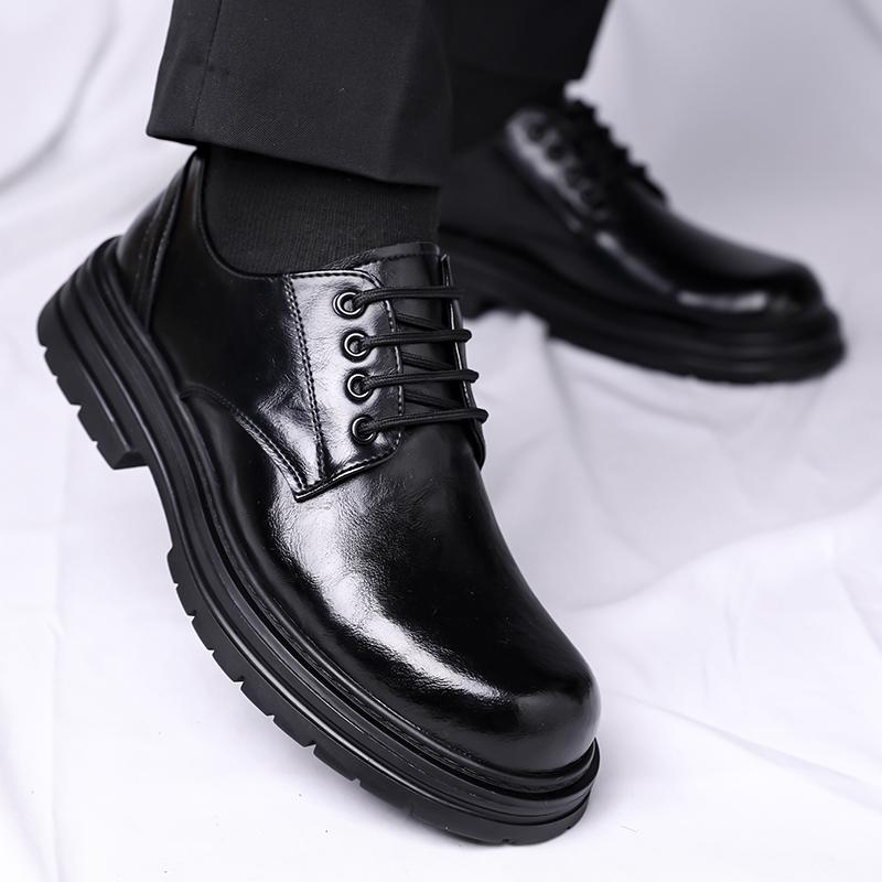 Men's luxury leather shoes Classic casual style Party Business Office Outdoor fashion thick soled shoes Lace up Derby New