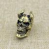 Brass Horned Skull Head Knife Bead Punk Edc Outdoor Diy Paracord Woven Lanyard Pendant Retro Umbrella Rope Bracelets Accessories