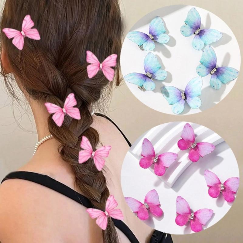 Pack Of 5 Butterfly Hair Clip For Women Girl Hair Accessories Side Barrettes For Parties Proms School Event Wear