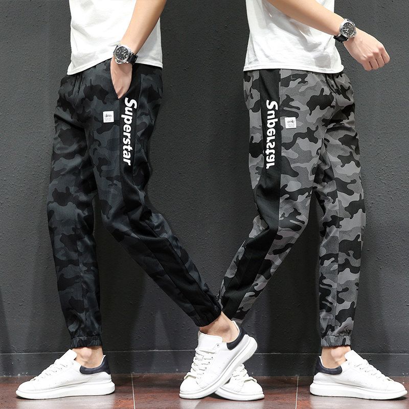 Military Vintage Men Army Gree Camouflage Sweatpants Streetwear Fashion Spring Summer New Male Thin Elastic Waist Baggy Trousers
