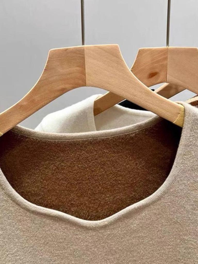 Women's Warm Fleece-Lined Square Neck Base Layer Top for Autumn/Spring/Summer