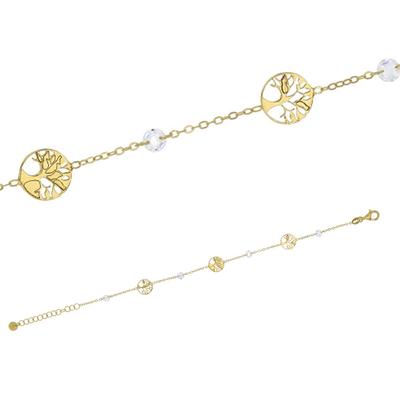 [R5475] - Handgefertigtes Silberarmband 'Lebensbaum' weißgoldfarben - 10 mm