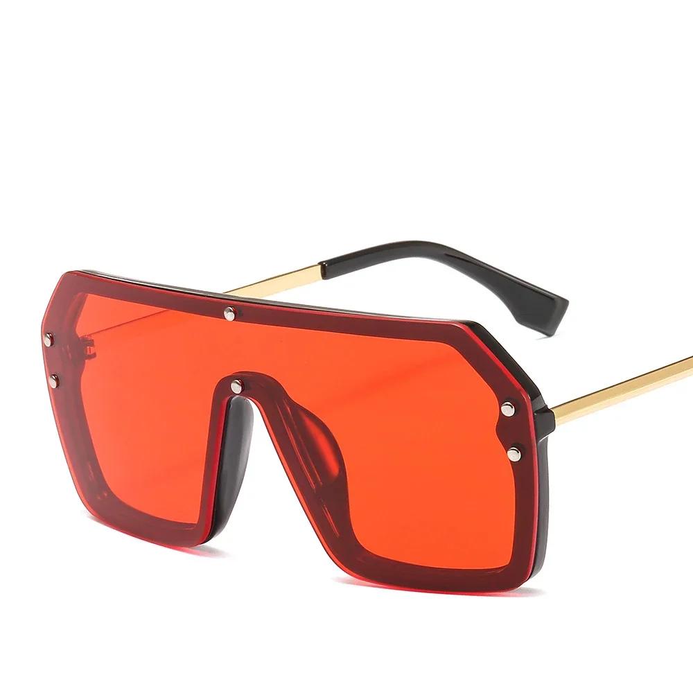For Man XaYbZc Red Black Oversized Square Sunglasses Female Latest One Piece Lens Big Frame Sun Glasses UV Protection 400 Silver Mirror