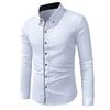 Men White Shirt Fashion Brand New Patchwork Long Sleeve Casual Elastic Smart Casual Male Business Shirt