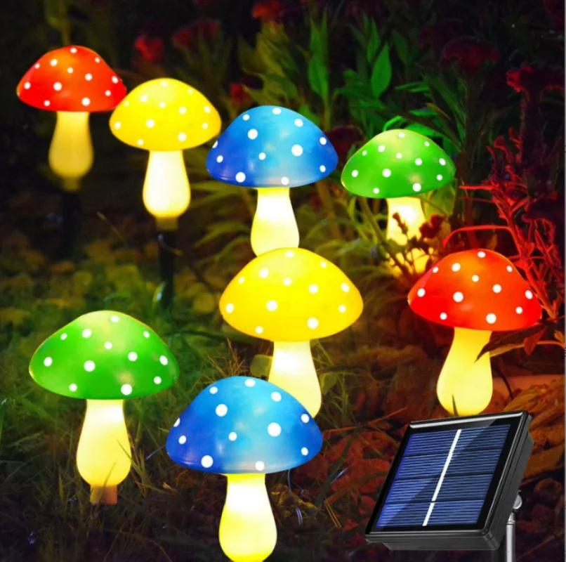 Набор из 12 шт. RGB Солнечный грибной светильник Солнечный садовый кол с грибом 8 режимов Водонепроницаемый солнечный светильник-гриб для сада, двора, ландшафта 3 Mushroom in 1