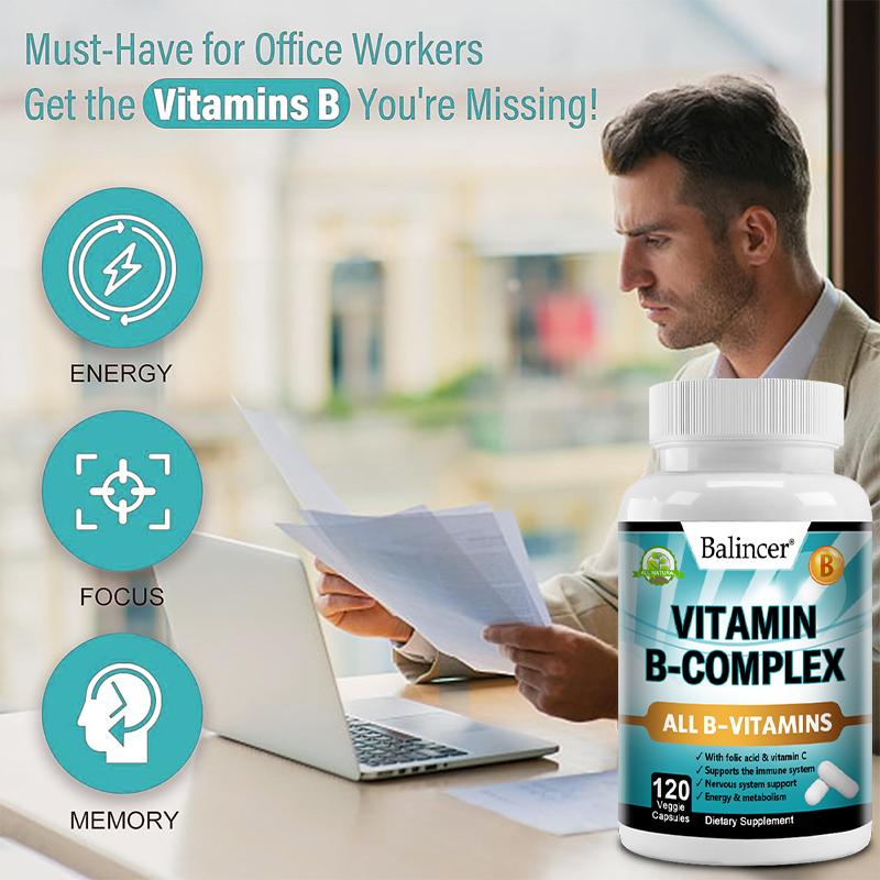Compound vitamin B capsules containing vitamin C and full spectrum B enhance energy metabolism by 120 capsules