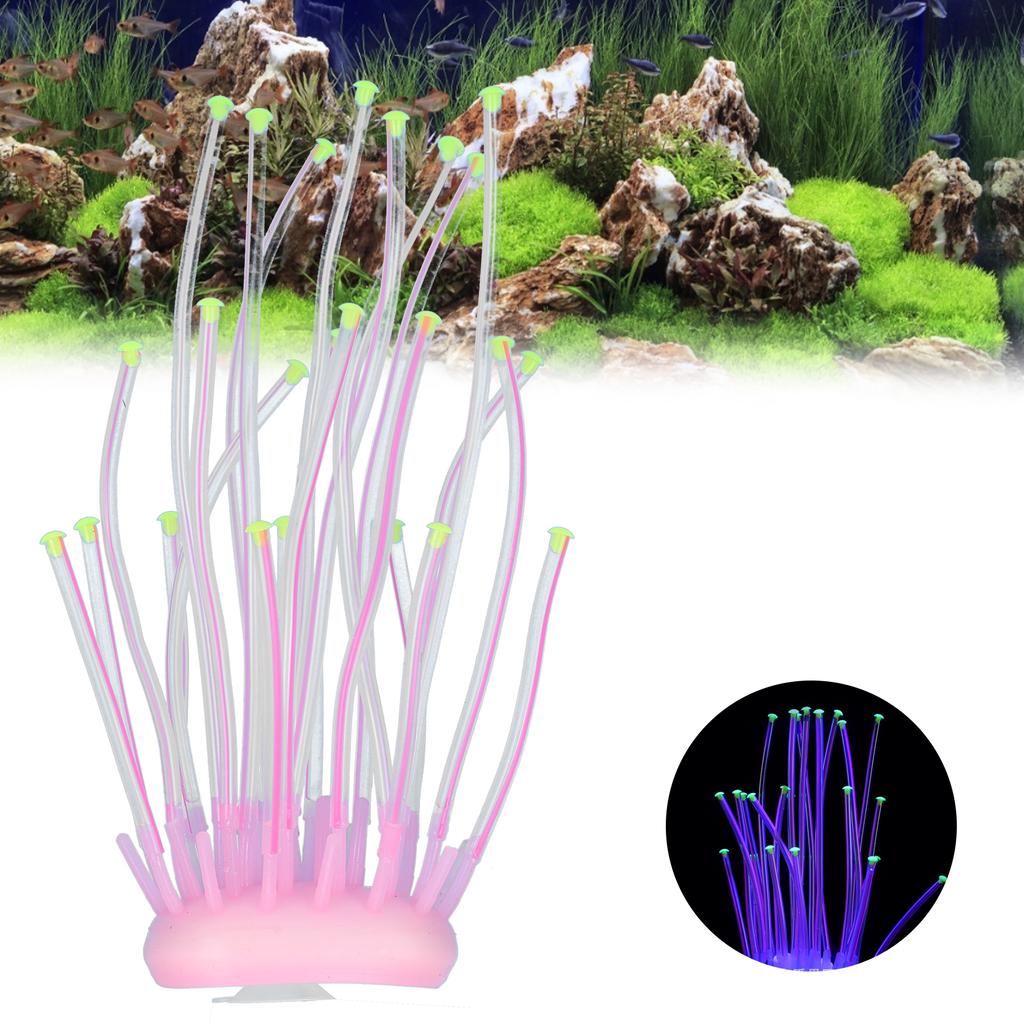 Artificial Coral Silicone Fluorescent Simulation Aquarium Fish Tank 2?Color Tube DecorationPink