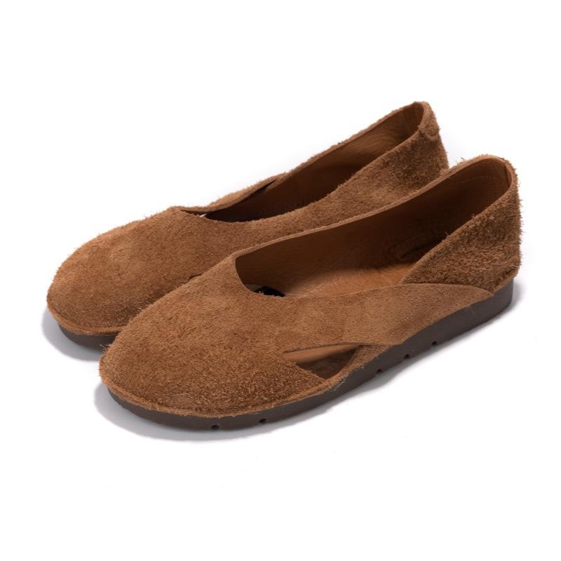 

Женские летние сандалии из натуральной кожи ручной работы, новая коллекция, первый слой коровьей кожи, ретро-модель на одной педали, мягкая кожа, мягкая подошва, удобная женская обувь 35 хаки