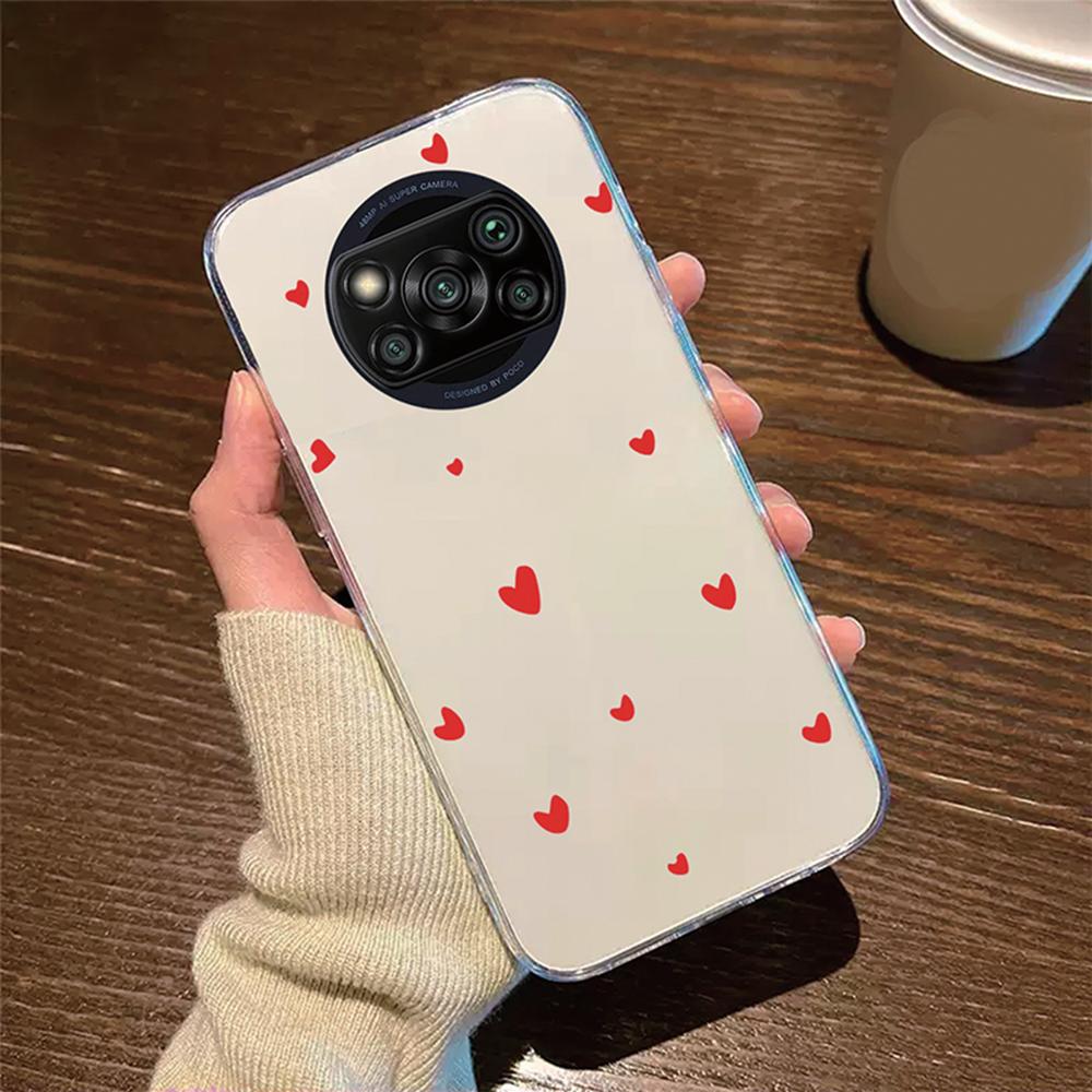 Daisy Flower Love Heart Phone Case For Xiaomi Poco X3 X4 M4 X5 X6 Pro Artistic Marble Couple Clear Transparent Shockproof Cover