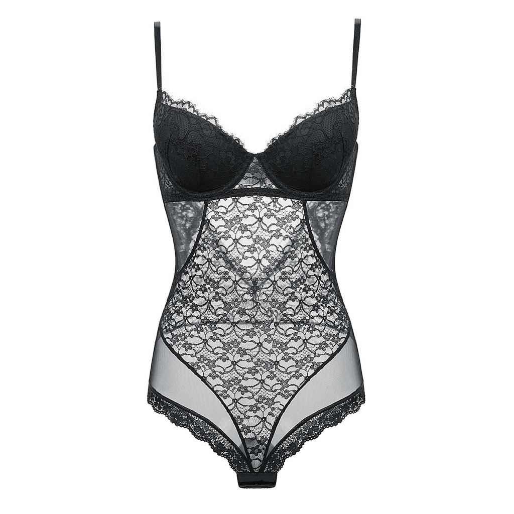 Black Sexy Jumpsuit Embroidered Women's Jumpsuit  Push-up Bra Lace Lingerie Erotic Lingerie Sexy Clothing