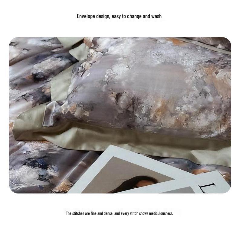 Herbst/Winter Hautfreundliches Reines Baumwoll 4-teiliges Bettwäsche-Set mit Verdicktem Digitaldruck