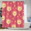 Cute Cartoon Bunny Rabbit Design Shower Curtain For Bathroom Decor Home Supplies Accessories Pink Color With Strawberry Heart Pa