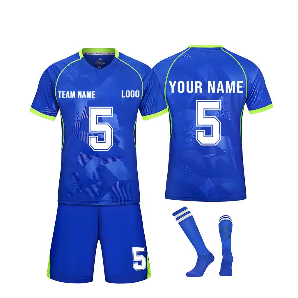 Men's Soccer Jersey Set Quick Dry Athletic Uniforms with Shorts and Socks for Training and Competition