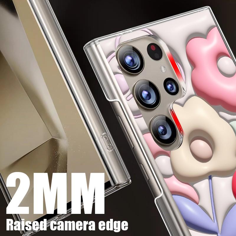 Do Samsung S24 S22 Ultra Plus S23 S21 S20 Fe A55 A35 A25 A15 A54 A34 A53 5g Relief Olej Malowanie Kwiaty Wzór Wstrząsoodporny Pc Twardy Smukły Telefon Etui