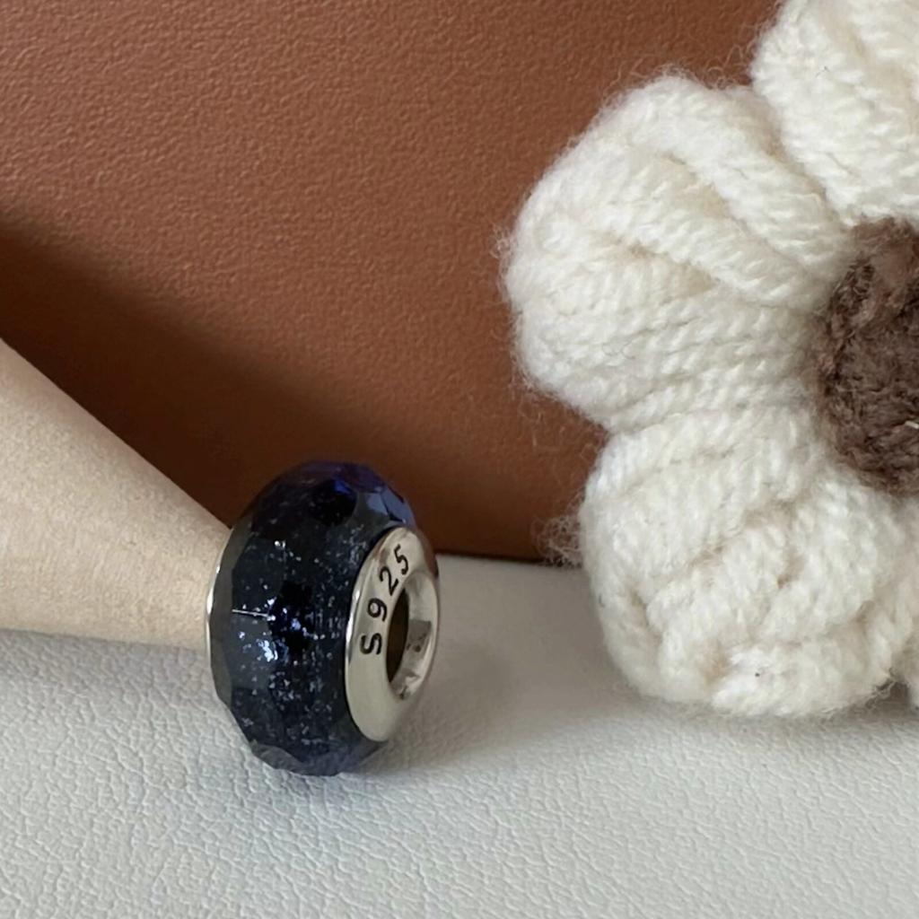 Colorful copper Mini Murano Glass Bead Charms Charm Fits Authentic Bracelets Blue Faceted Murano for Women Necklaces Jewellery