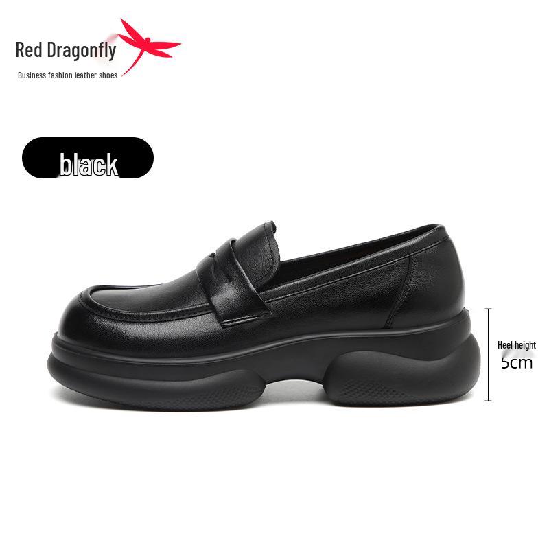 2024 Red Dragonfly Women s Height-Boosting Slip-on Leather Loafers 40