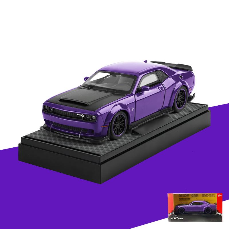 

Масштаб 1/32 Dodge Challenger SRT Hellcat Redeye V8 Металлическая литая модель из сплава Американский маслкар Коллекция хобби-декораций фиолетовый