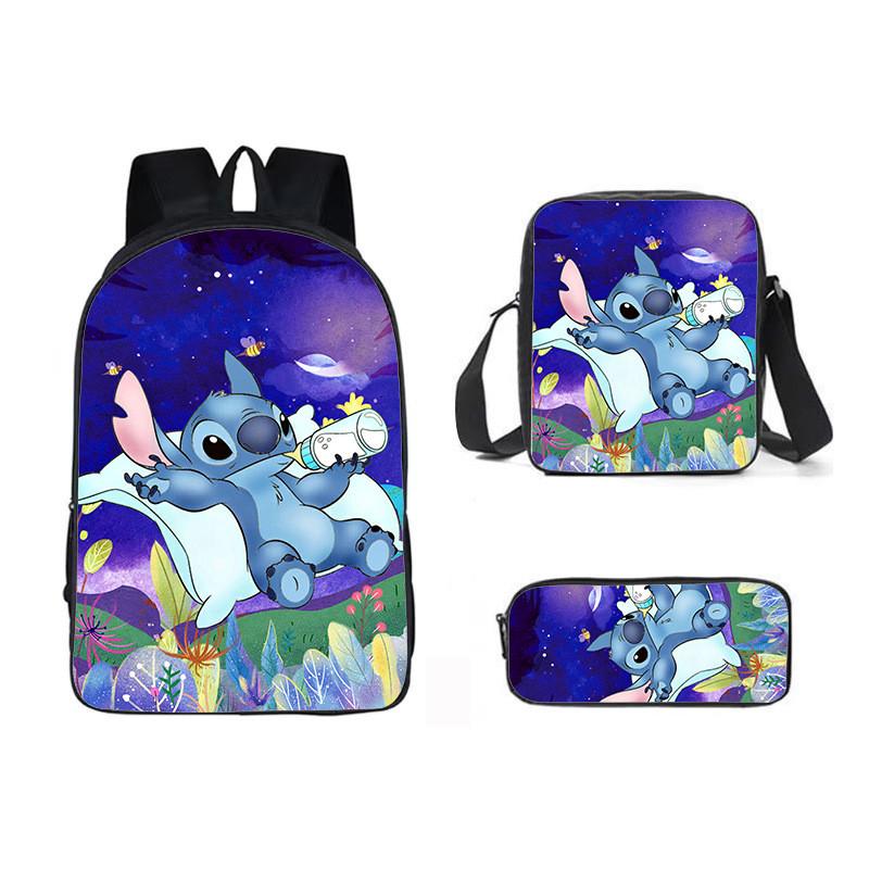 Stitch Cartoon Backpack For Kids Oxford Fabric Waterproof School Bag With Breathable Straps